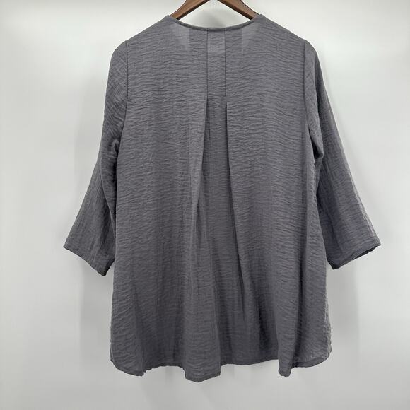 Yushi Top Womens Medium Shirt Tunic Lagenlook Crinkle T Y2K Asymmetrical - Picture 3 of 8